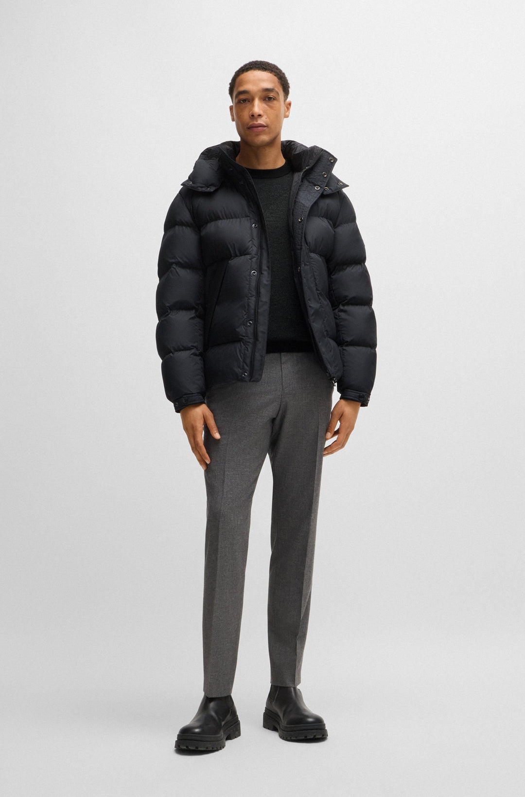 BOSS Sweaters Regular Fit in Wool - H-ECLAUS 10265502 01-50526845- Concorde Fashion#color_black-001