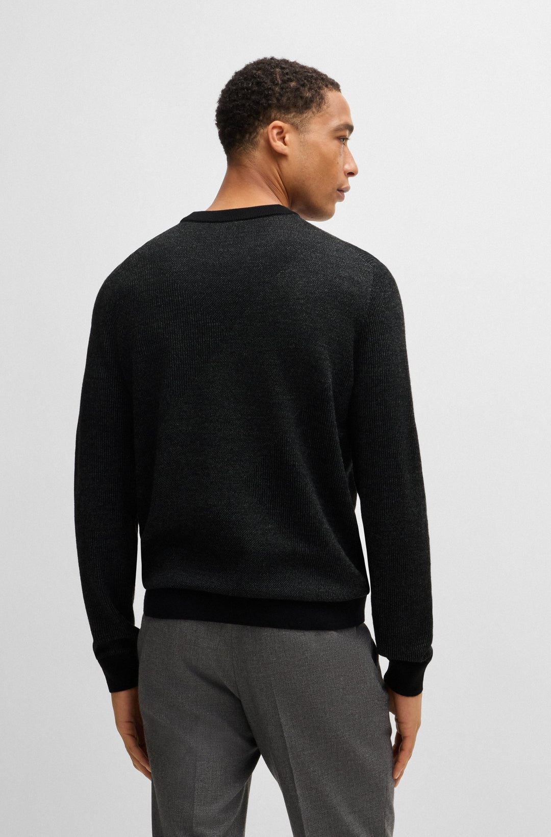 BOSS Sweaters Regular Fit in Wool - H-ECLAUS 10265502 01-50526845- Concorde Fashion#color_black-001
