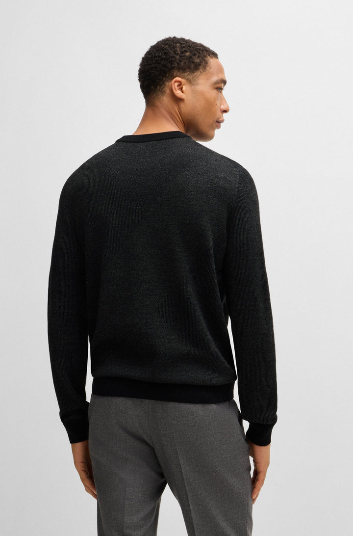 BOSS Sweaters Regular Fit in Wool - H-ECLAUS 10265502 01-50526845- Concorde Fashion#color_black-001