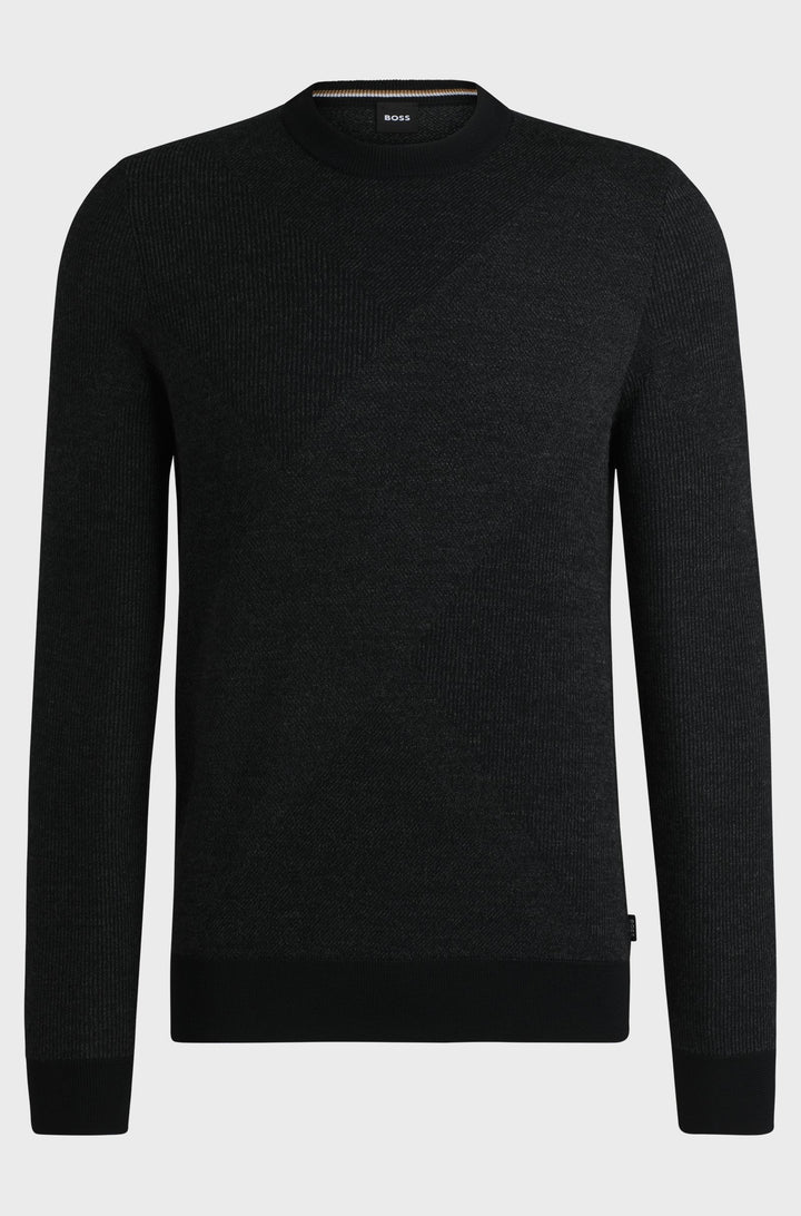 BOSS Sweaters Regular Fit in Wool - H-ECLAUS 10265502 01-50526845- Concorde Fashion#color_black-001