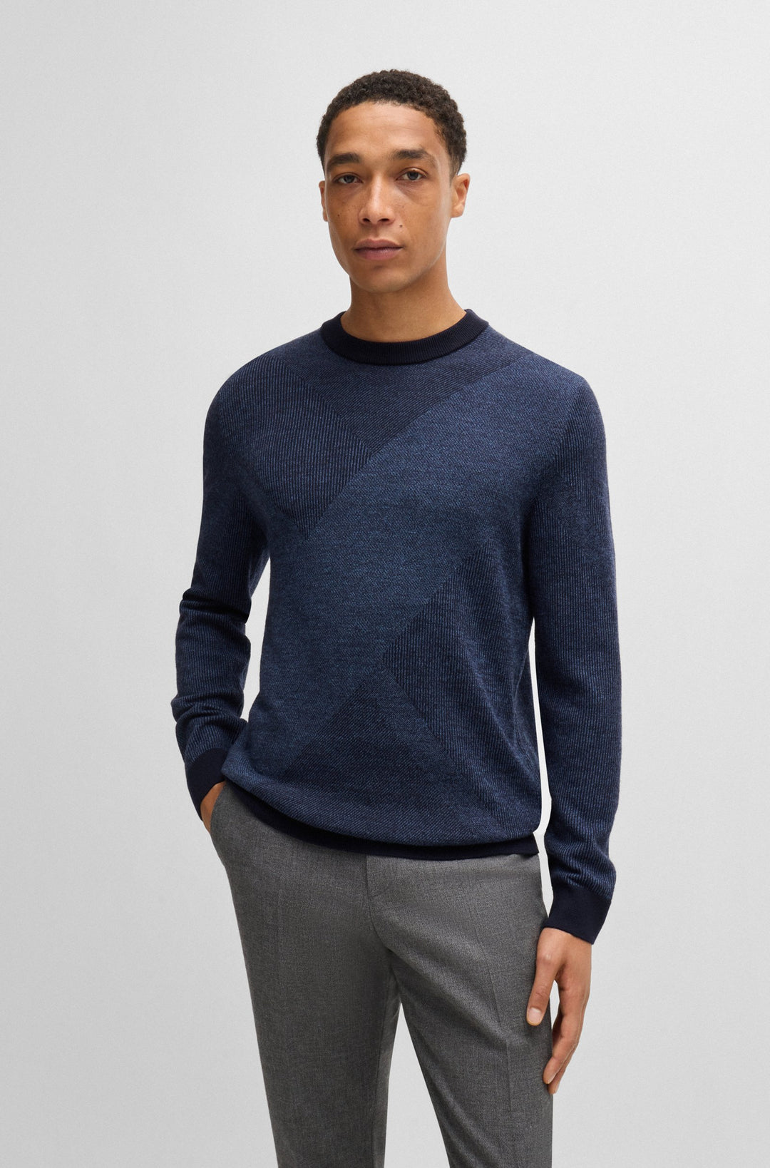 BOSS Sweaters Regular Fit in Wool - H-ECLAUS 10265502 01-50526845- Concorde Fashion#color_navy-404