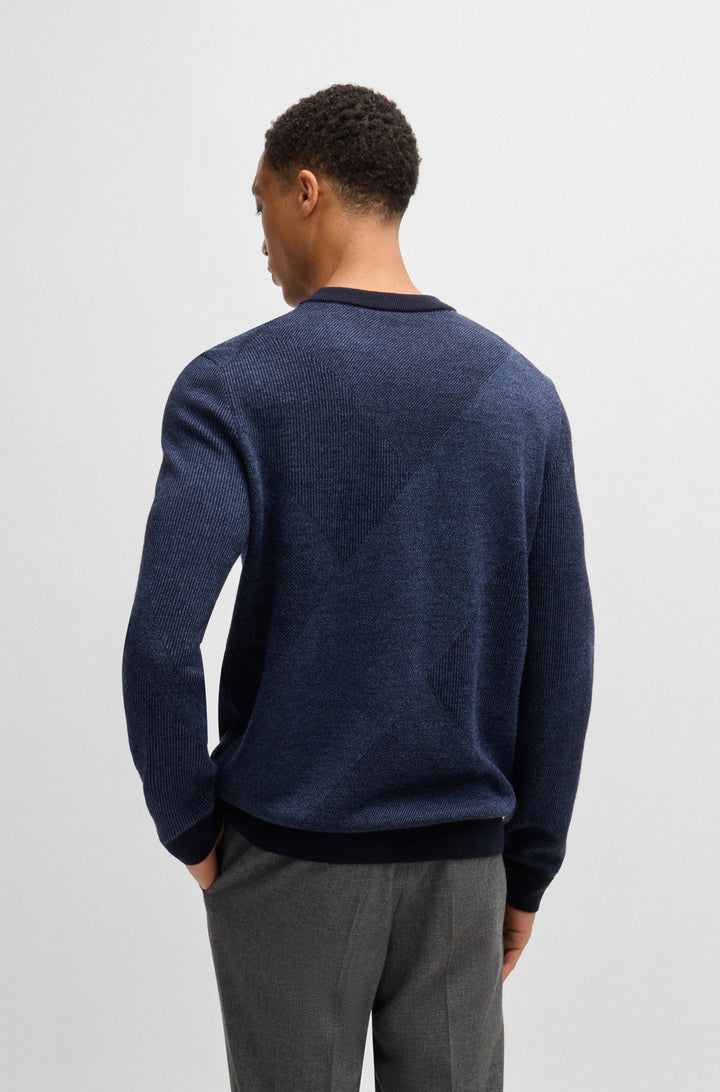 BOSS Sweaters Regular Fit in Wool - H-ECLAUS 10265502 01-50526845- Concorde Fashion#color_navy-404