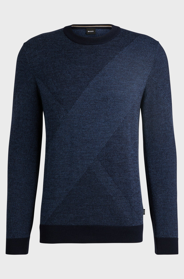 BOSS Sweaters Regular Fit in Wool - H-ECLAUS 10265502 01-50526845- Concorde Fashion#color_navy-404