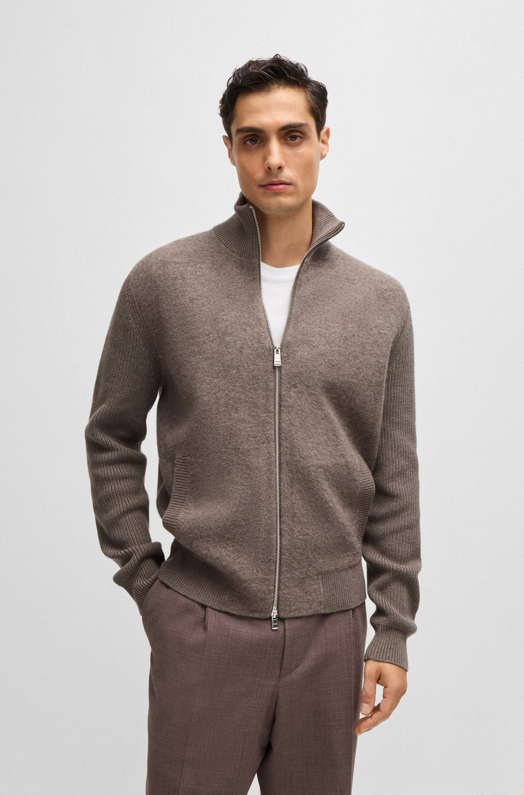 BOSS Sweaters Regular Fit in Cotton Mix - H-EMERAVIGLIO 10265533 01-50526839- Concorde Fashion#color_beige-252
