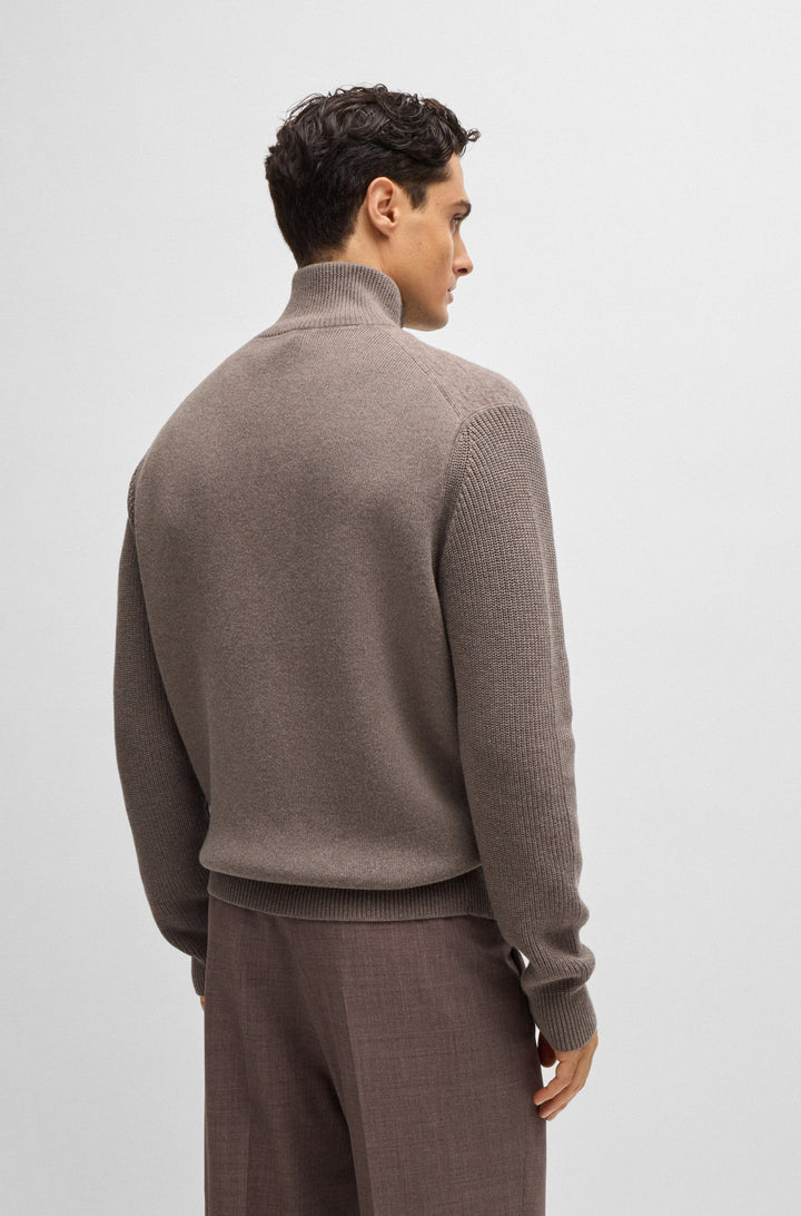 BOSS Sweaters Regular Fit in Cotton Mix - H-EMERAVIGLIO 10265533 01-50526839- Concorde Fashion#color_beige-252