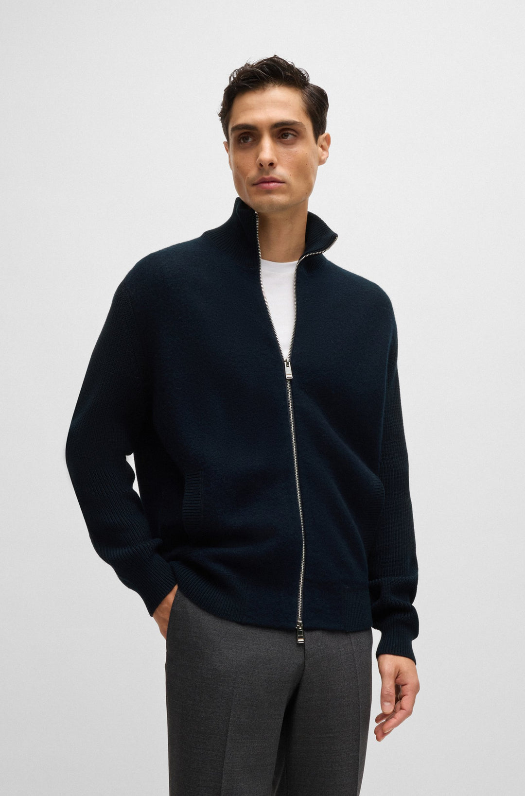 BOSS Sweaters Regular Fit in Cotton Mix - H-EMERAVIGLIO 10265533 01-50526839- Concorde Fashion#color_navy-404