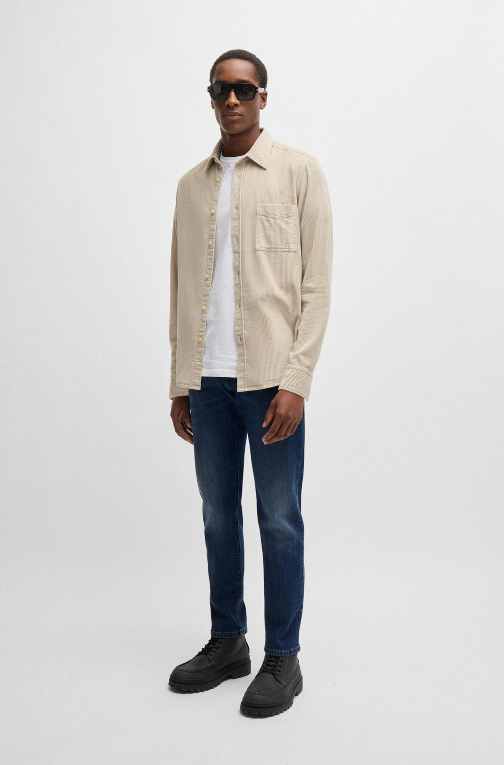 BOSS Jeans Regular Fit in Cotton Mix - RE.MAINE BO 10265584 01-50526928- Concorde Fashion#color_navy-412
