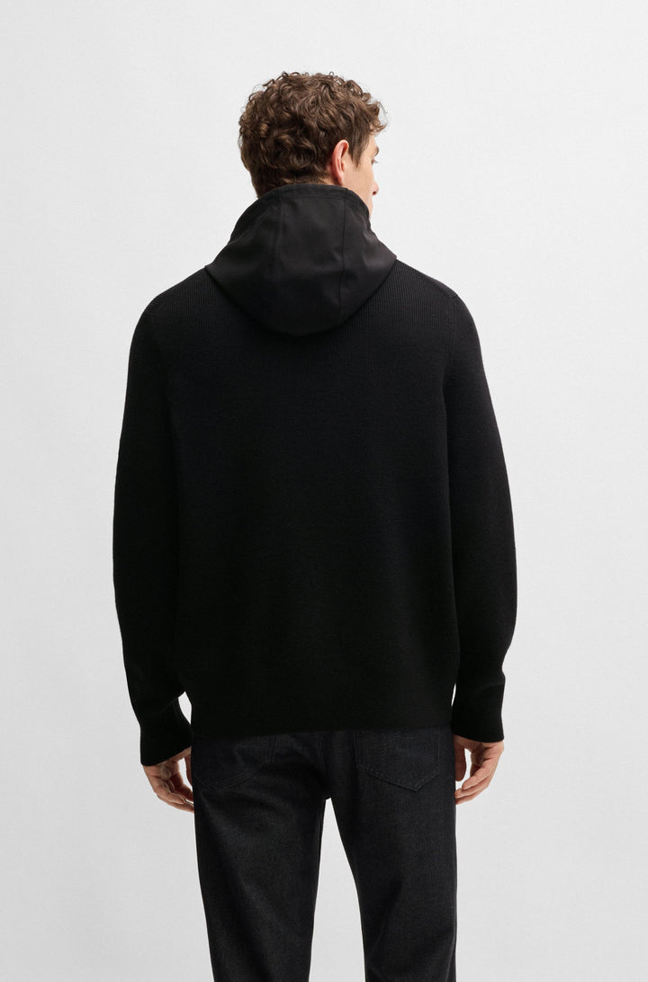 BOSS Hoodies Regular Fit in Wool Mix - L-EXPRESO_AM 10265594 01-50526978- Concorde Fashion#color_black-001