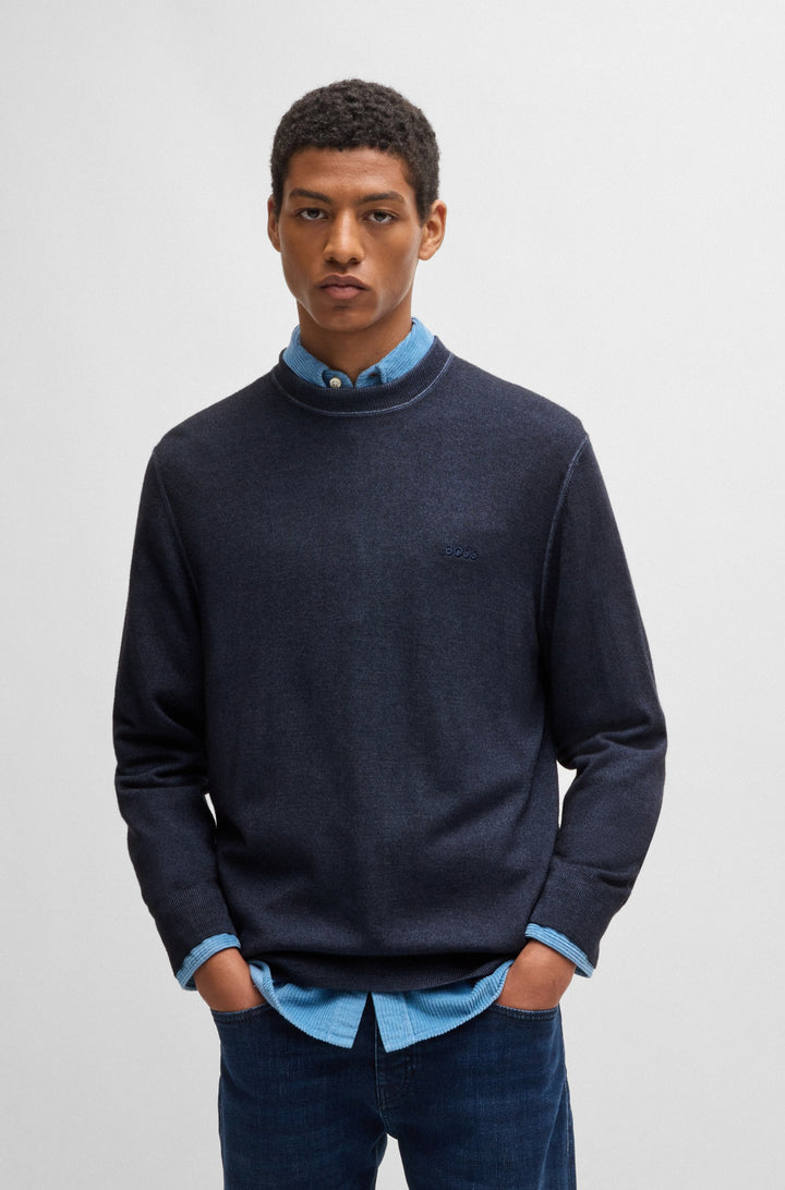 BOSS Sweaters Regular Fit in Wool - ASTEFANO 10265715 01-50527334- Concorde Fashion#color_navy-404