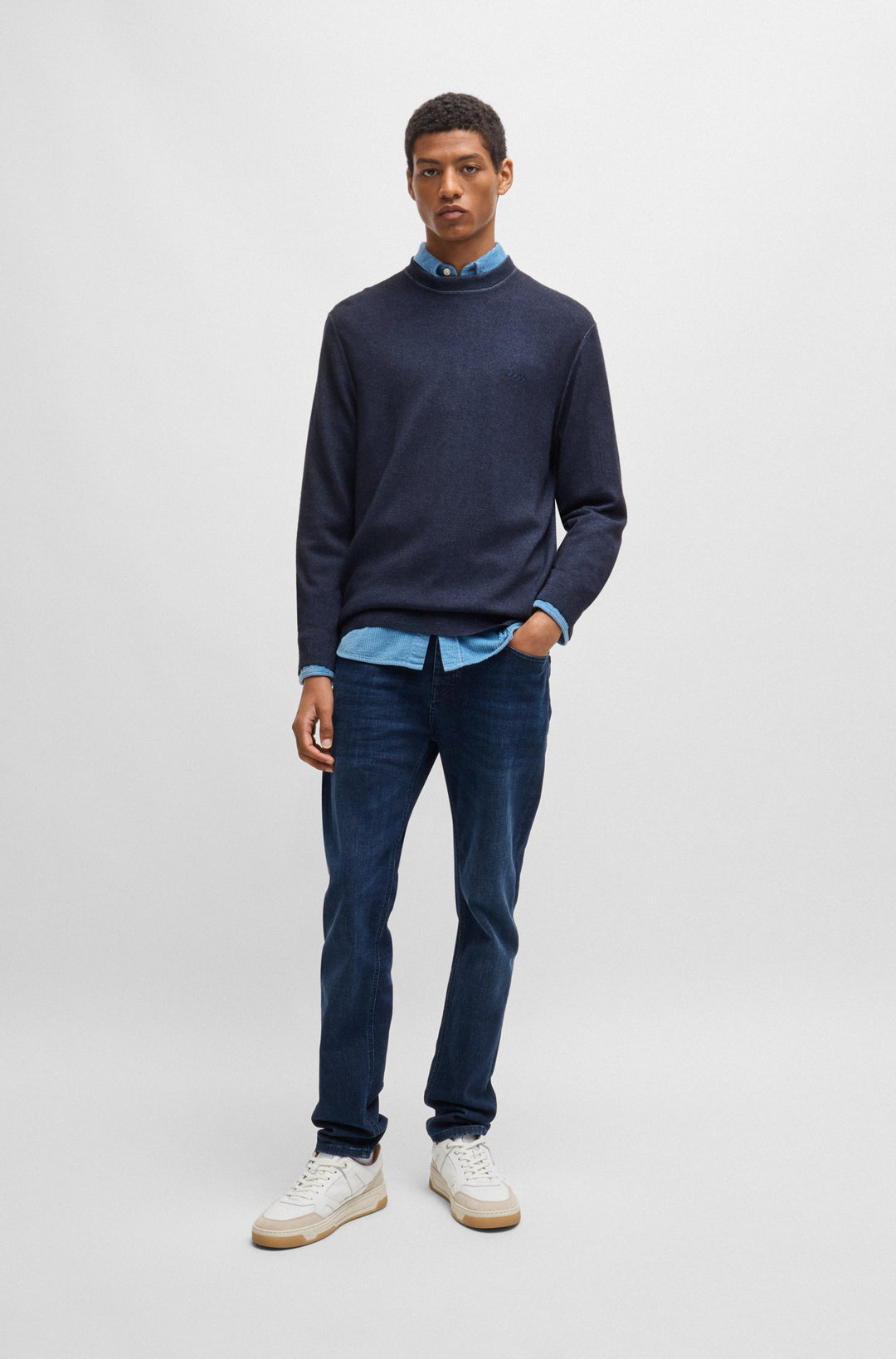 BOSS Sweaters Regular Fit in Wool - ASTEFANO 10265715 01-50527334- Concorde Fashion#color_navy-404