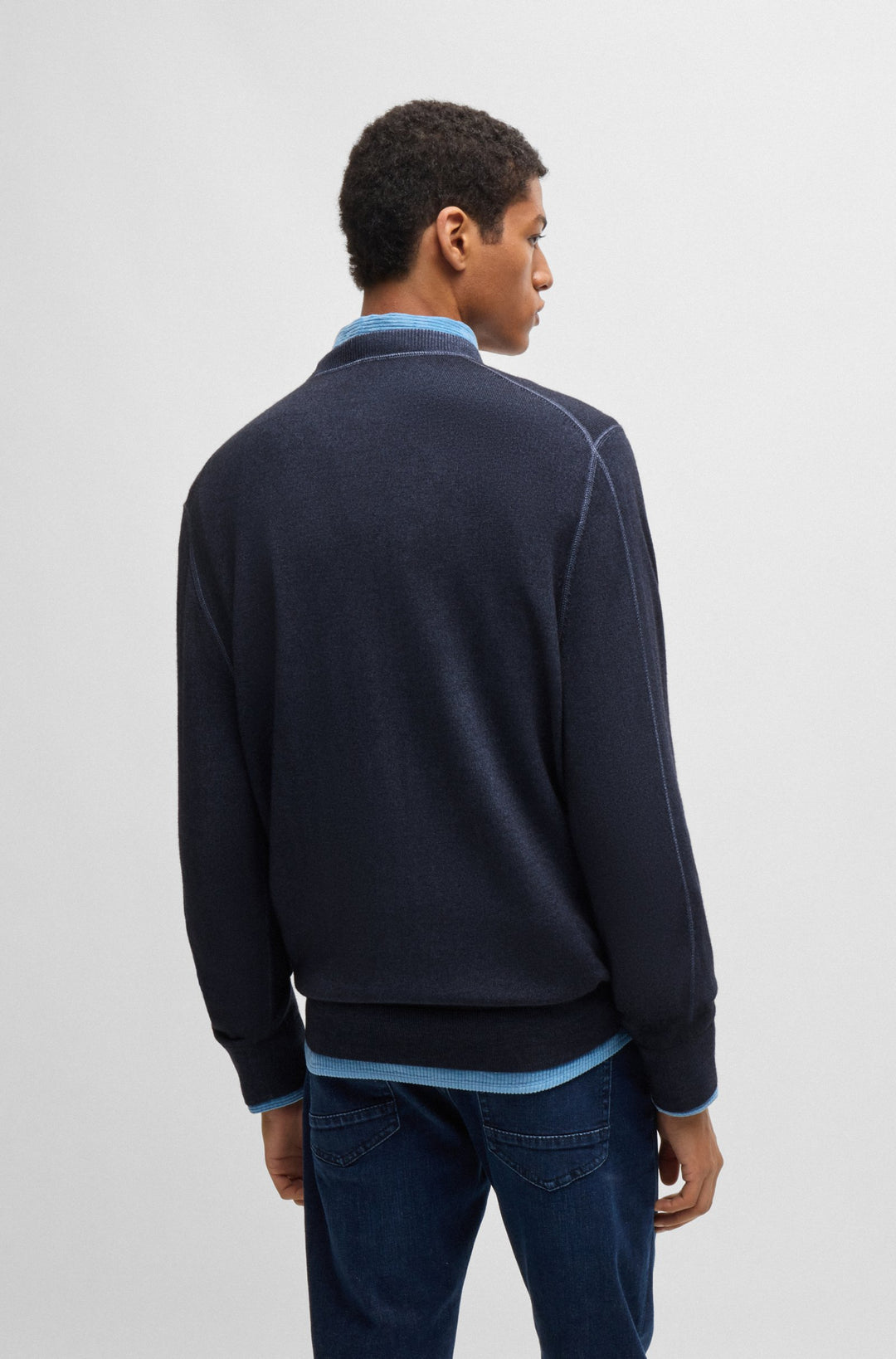 BOSS Sweaters Regular Fit in Wool - ASTEFANO 10265715 01-50527334- Concorde Fashion#color_navy-404