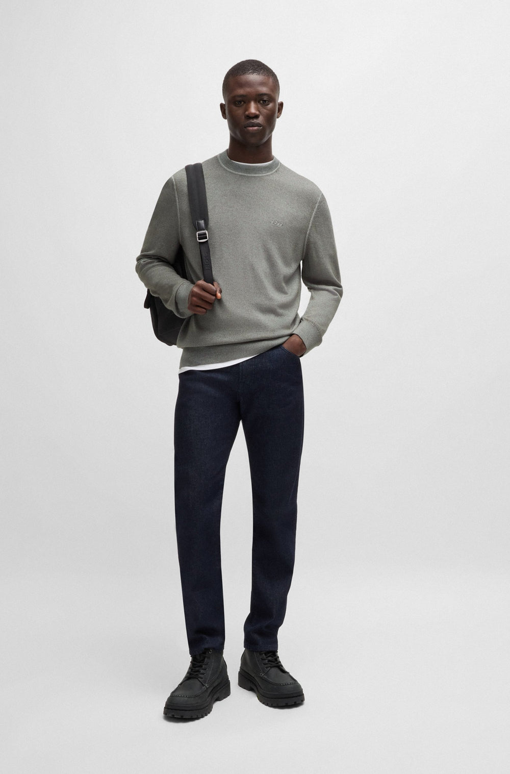 BOSS Sweaters Regular Fit in Wool - ASTEFANO 10265715 01-50527334- Concorde Fashion#color_grey-076