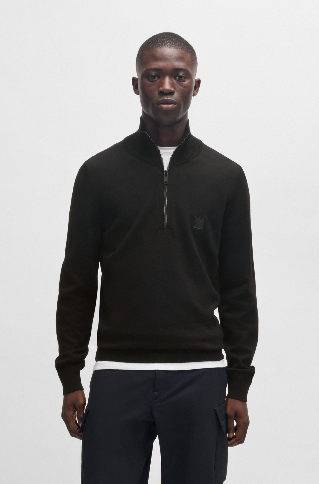BOSS Sweaters Regular Fit in Cotton Mix - KANOBIX_S 10265846 01-50527585- Concorde Fashion#color_black-001