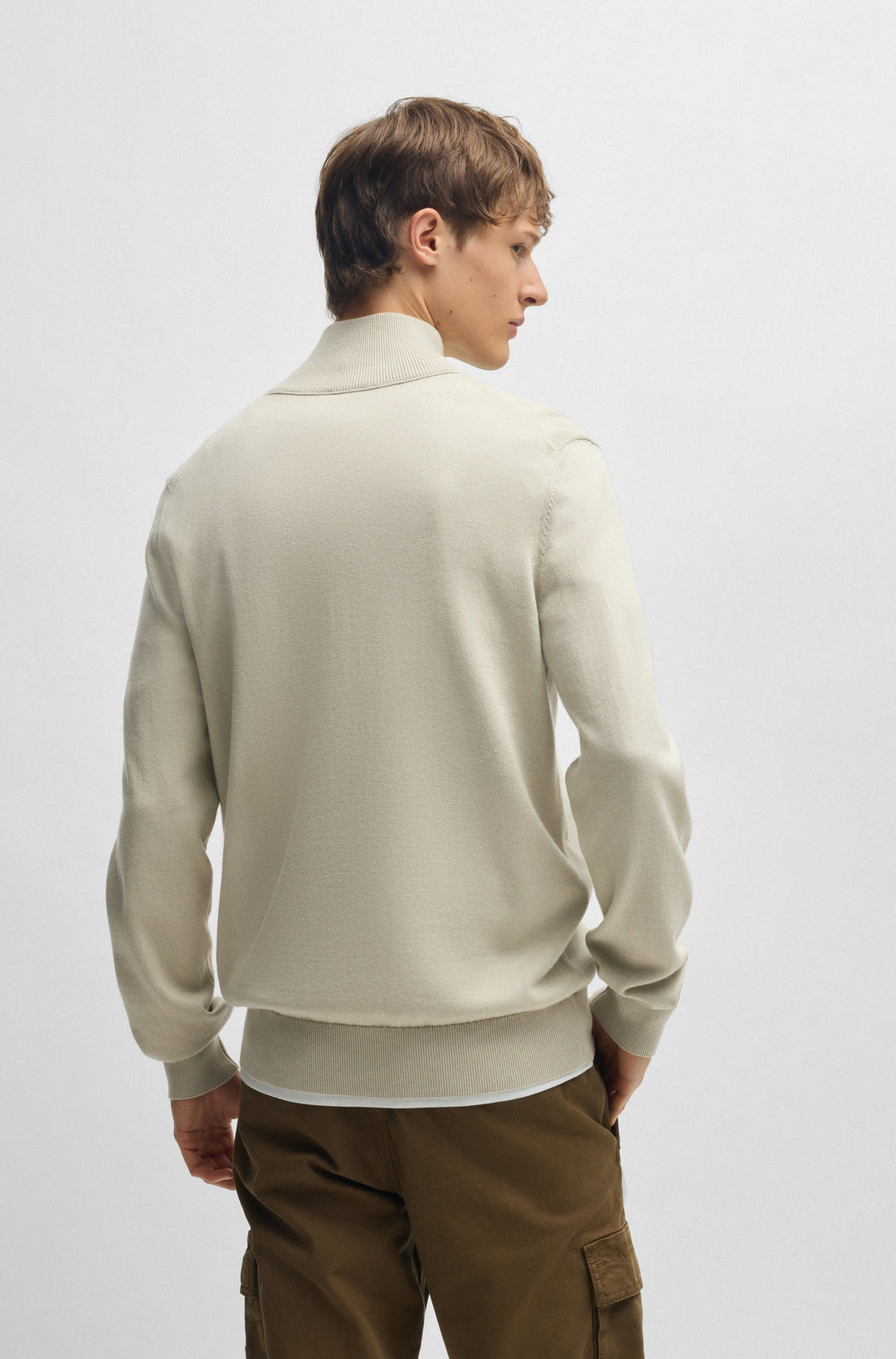 BOSS Sweaters Regular Fit in Cotton Mix - KANOBIX_S 10265846 01-50527585- Concorde Fashion#color_beige-271