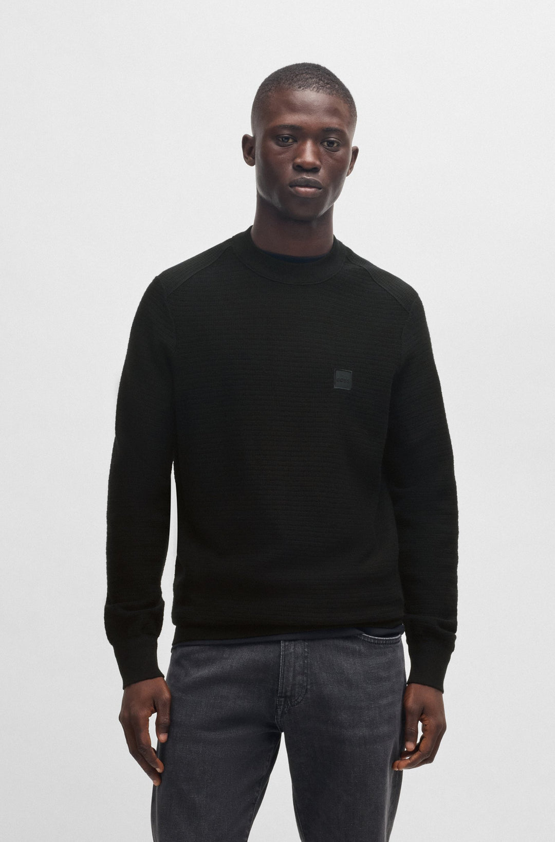 BOSS Sweaters Regular Fit in Cotton Mix - ANION_S 10265864 01-50527584- Concorde Fashion#color_black-001