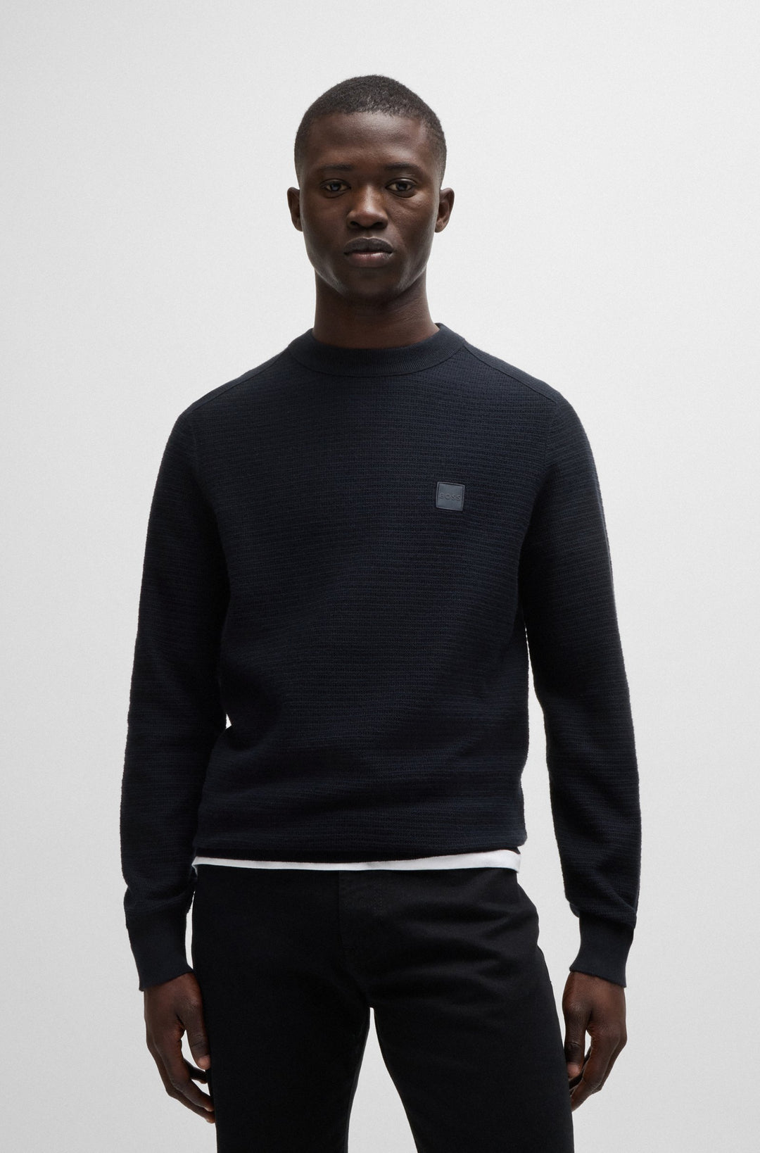 BOSS Sweaters Regular Fit in Cotton Mix - ANION_S 10265864 01-50527584- Concorde Fashion#color_navy-404