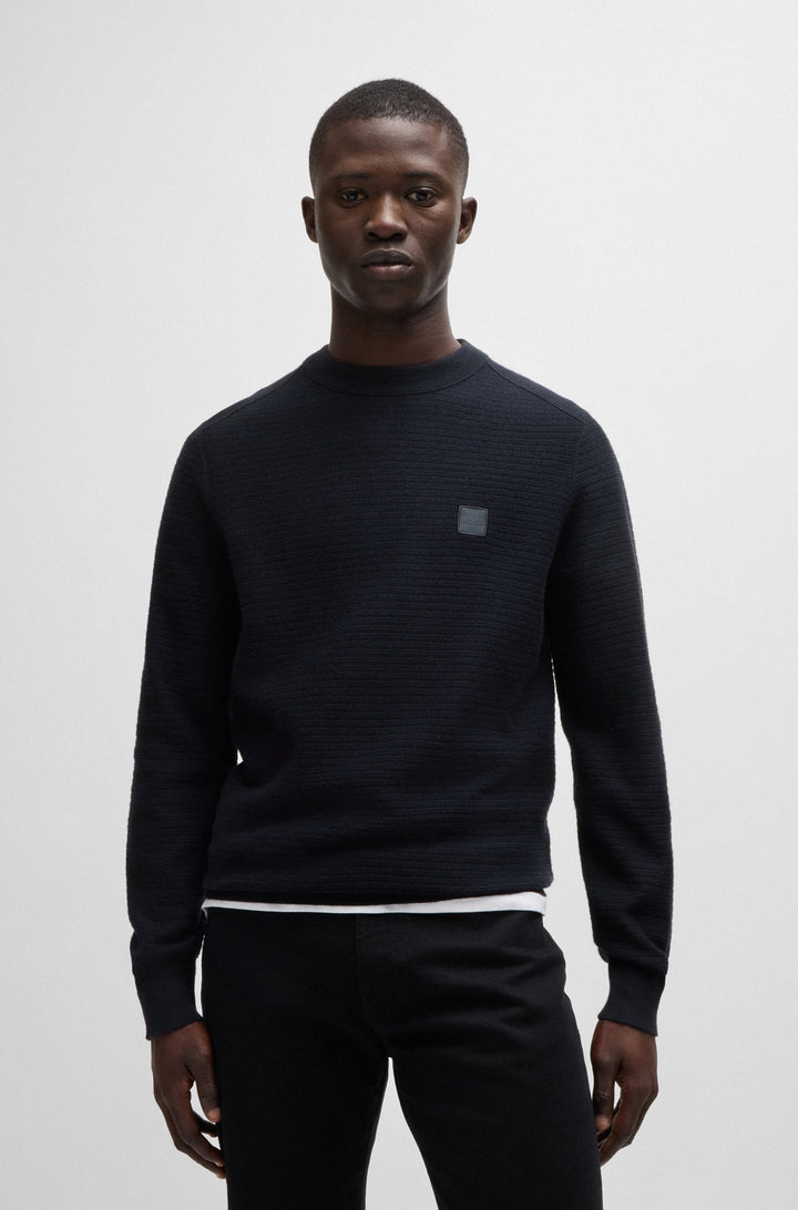 BOSS Sweaters Regular Fit in Cotton Mix - ANION_S 10265864 01-50527584- Concorde Fashion#color_navy-404