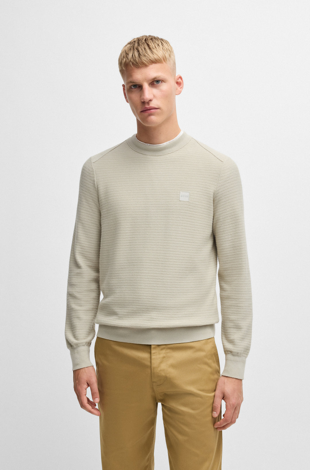BOSS Sweaters Regular Fit in Cotton Mix - ANION_S 10265864 01-50527584- Concorde Fashion#color_beige-271
