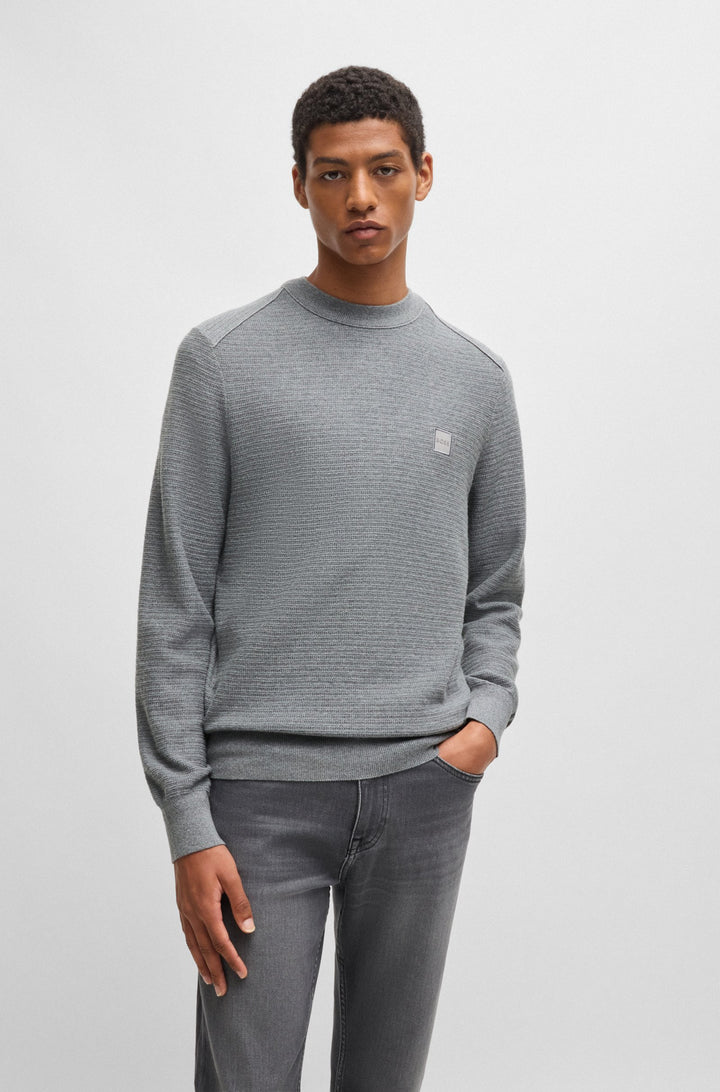 BOSS Sweaters Regular Fit in Cotton Mix - ANION_S 10265864 01-50527584- Concorde Fashion#color_grey-051