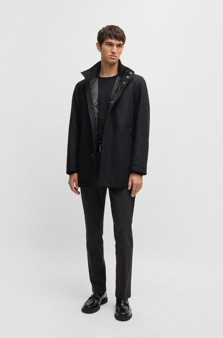 BOSS Coats Relaxed Fit in Wool Mix - H-CAMRON-234 10265910 01-50530695- Concorde Fashion#color_black-001