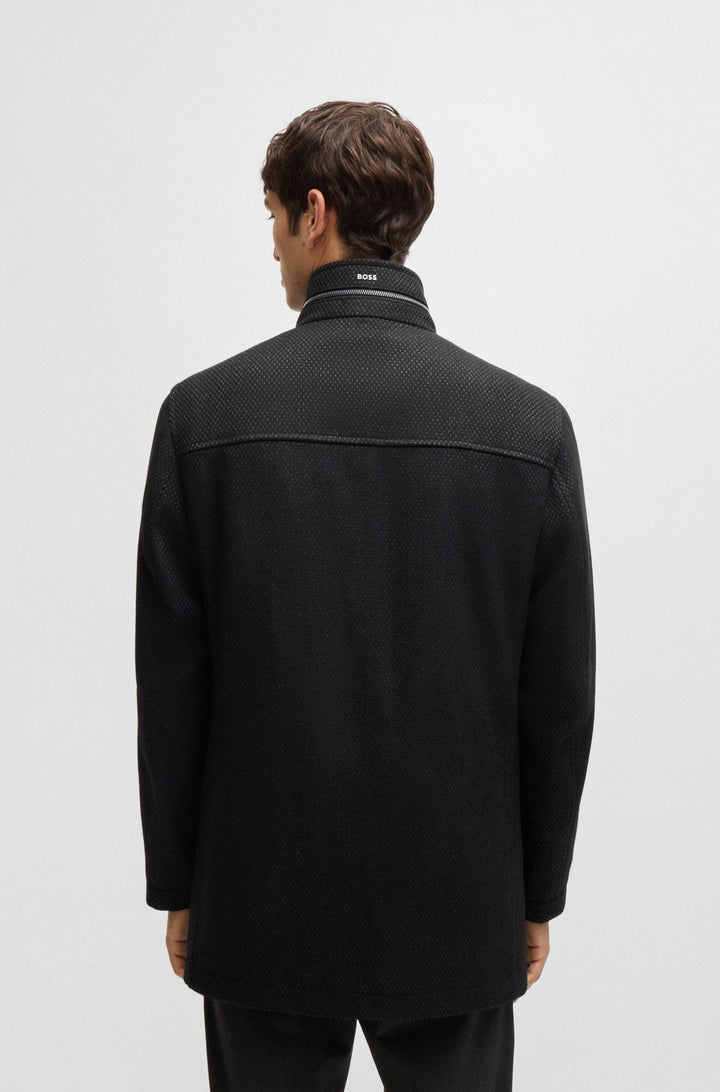 BOSS Coats Relaxed Fit in Wool Mix - H-CAMRON-234 10265910 01-50530695- Concorde Fashion#color_black-001