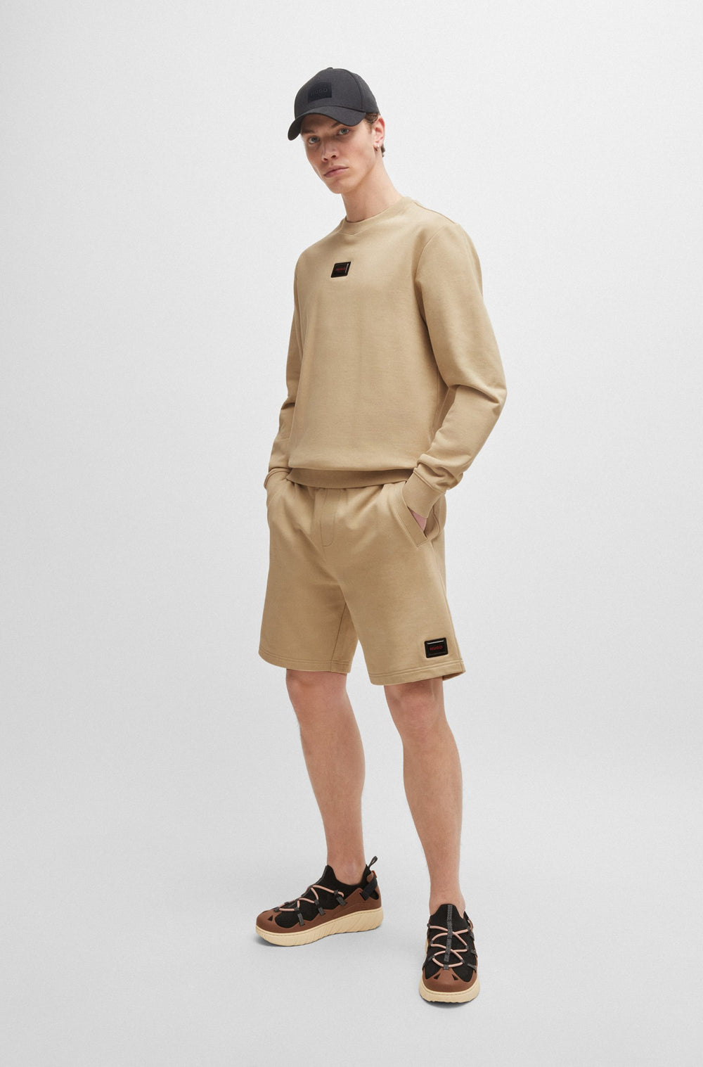 HUGO Shorts Relaxed Fit in Cotton - DIZ_GEL 10266045 01-50528159- Concorde Fashion#color_beige-281