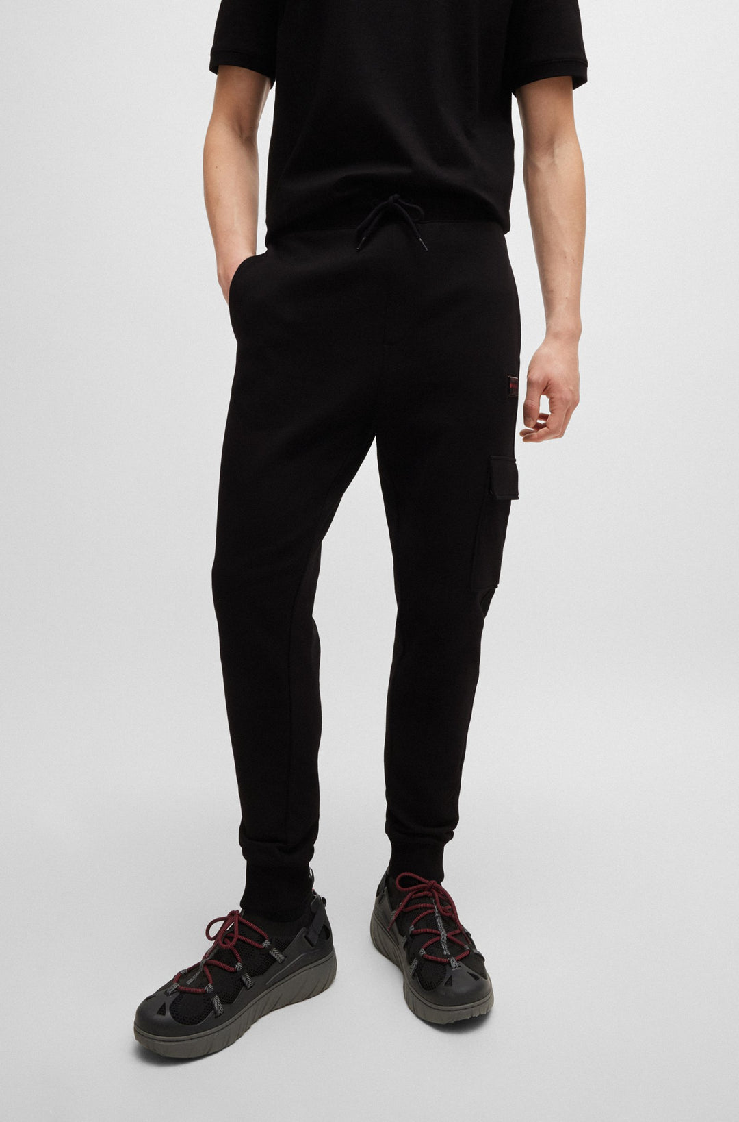 HUGO Jogging Pants Relaxed Fit in Cotton - DWELLROM_GEL 10266045 01-50528176- Concorde Fashion#color_black-001