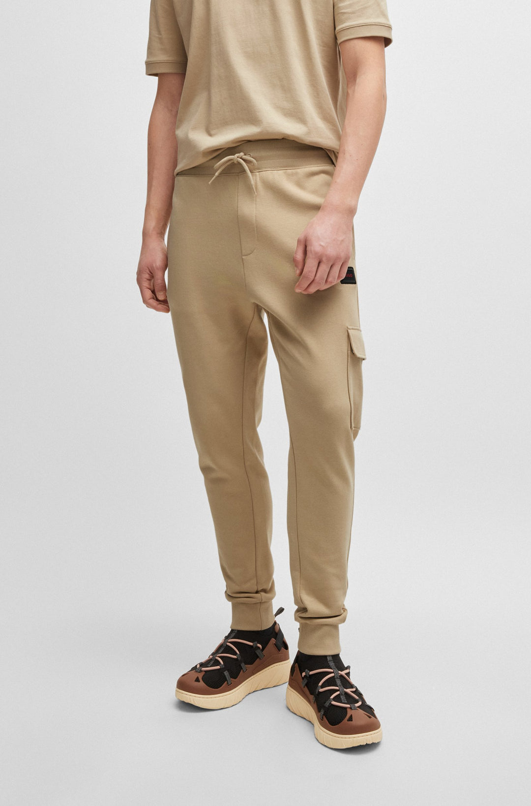 HUGO Jogging Pants Relaxed Fit in Cotton - DWELLROM_GEL 10266045 01-50528176- Concorde Fashion#color_beige-281