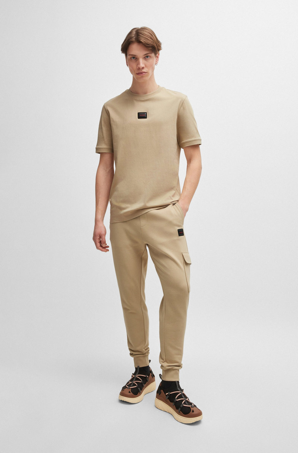 HUGO Jogging Pants Relaxed Fit in Cotton - DWELLROM_GEL 10266045 01-50528176- Concorde Fashion#color_beige-281
