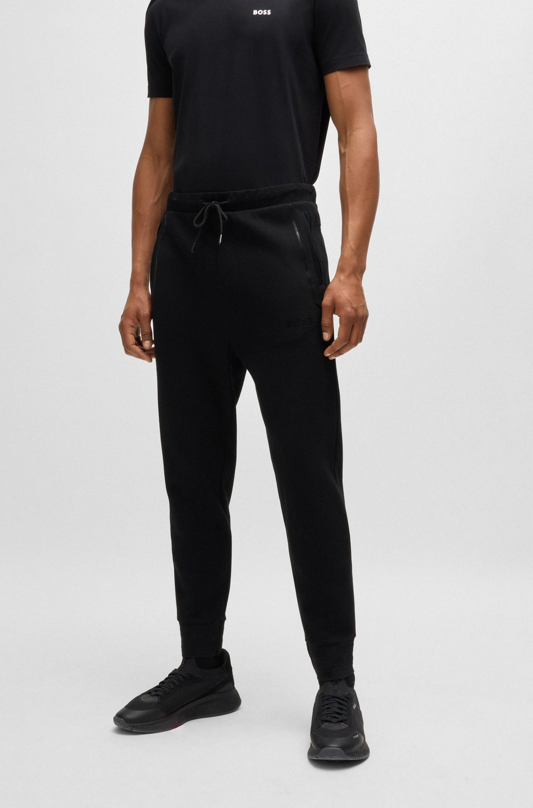 BOSS Jogging Pants Regular Fit in Cotton Mix - HADIKO MIRROR 10266046 01-50523447- Concorde Fashion#color_black-001