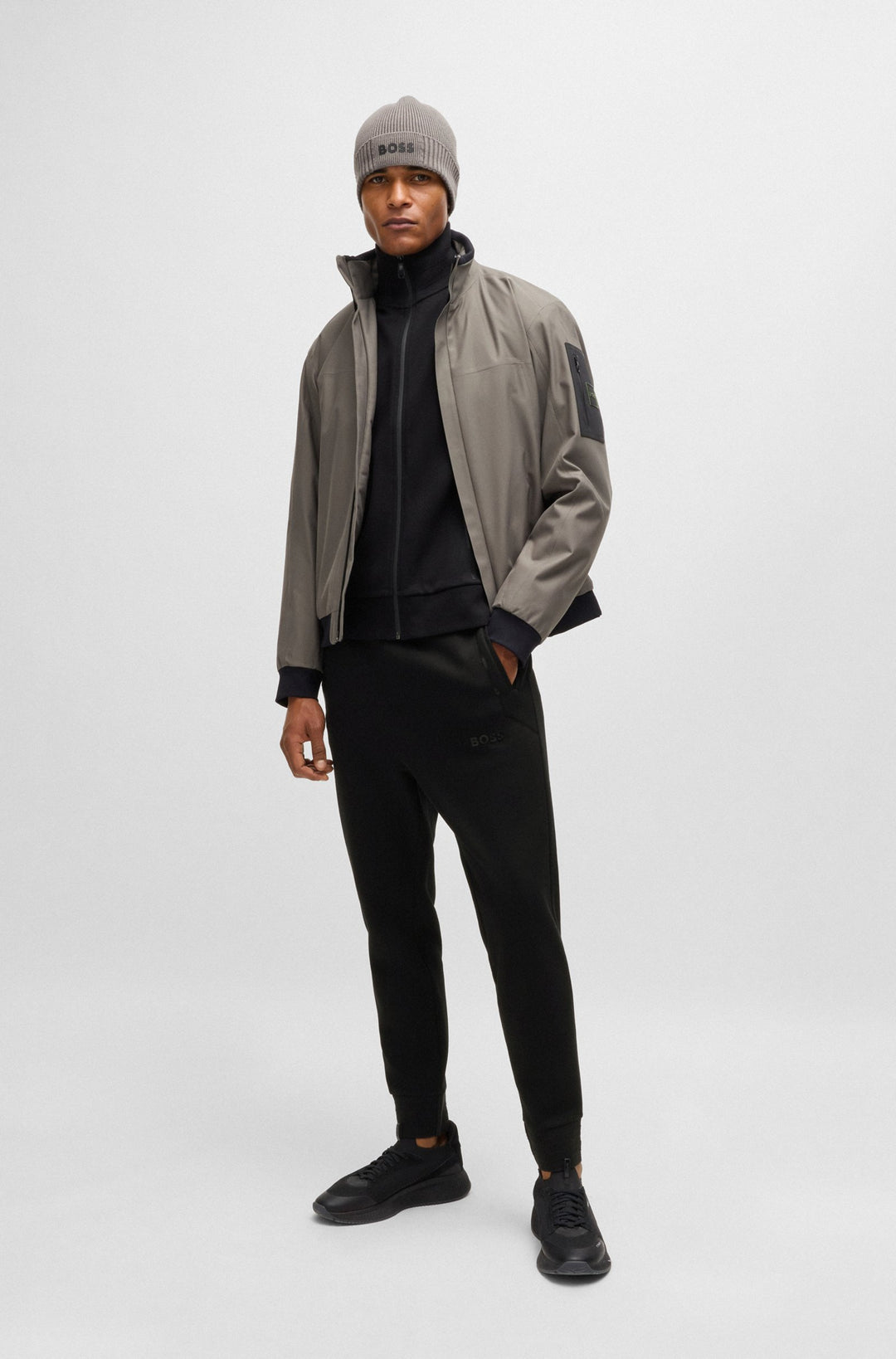 BOSS Jogging Pants Regular Fit in Cotton Mix - HADIKO MIRROR 10266046 01-50523447- Concorde Fashion#color_black-001