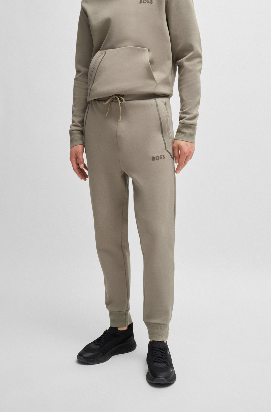 BOSS Jogging Pants Regular Fit in Cotton Mix - HADIKO MIRROR 10266046 01-50523447- Concorde Fashion#color_green-334