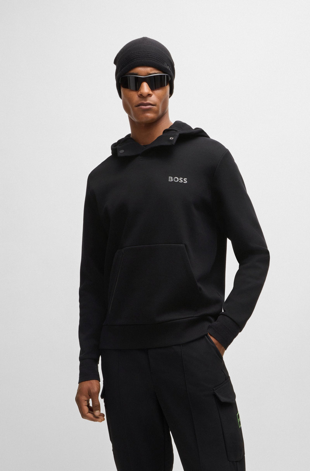 BOSS Hoodies Regular Fit in Cotton Mix - SOODY MIRROR 10266046 01-50523464- Concorde Fashion#color_black-001