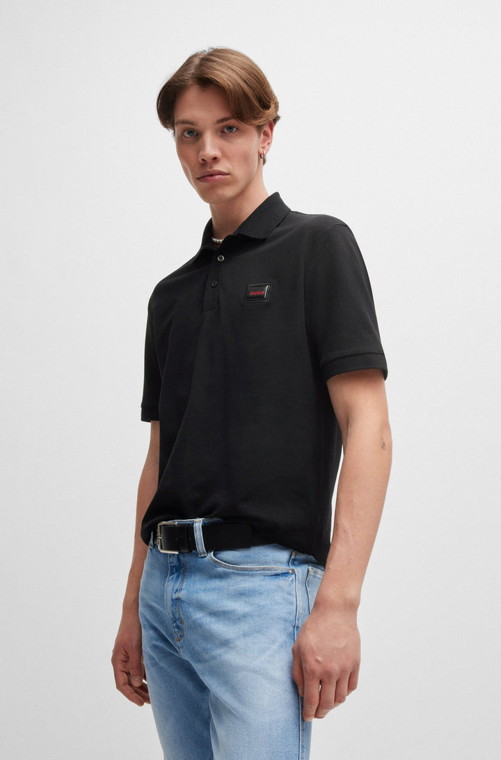 HUGO Polos Regular Fit in Cotton - DERESO_GEL 10266059 01-50528173- Concorde Fashion#color_black-001