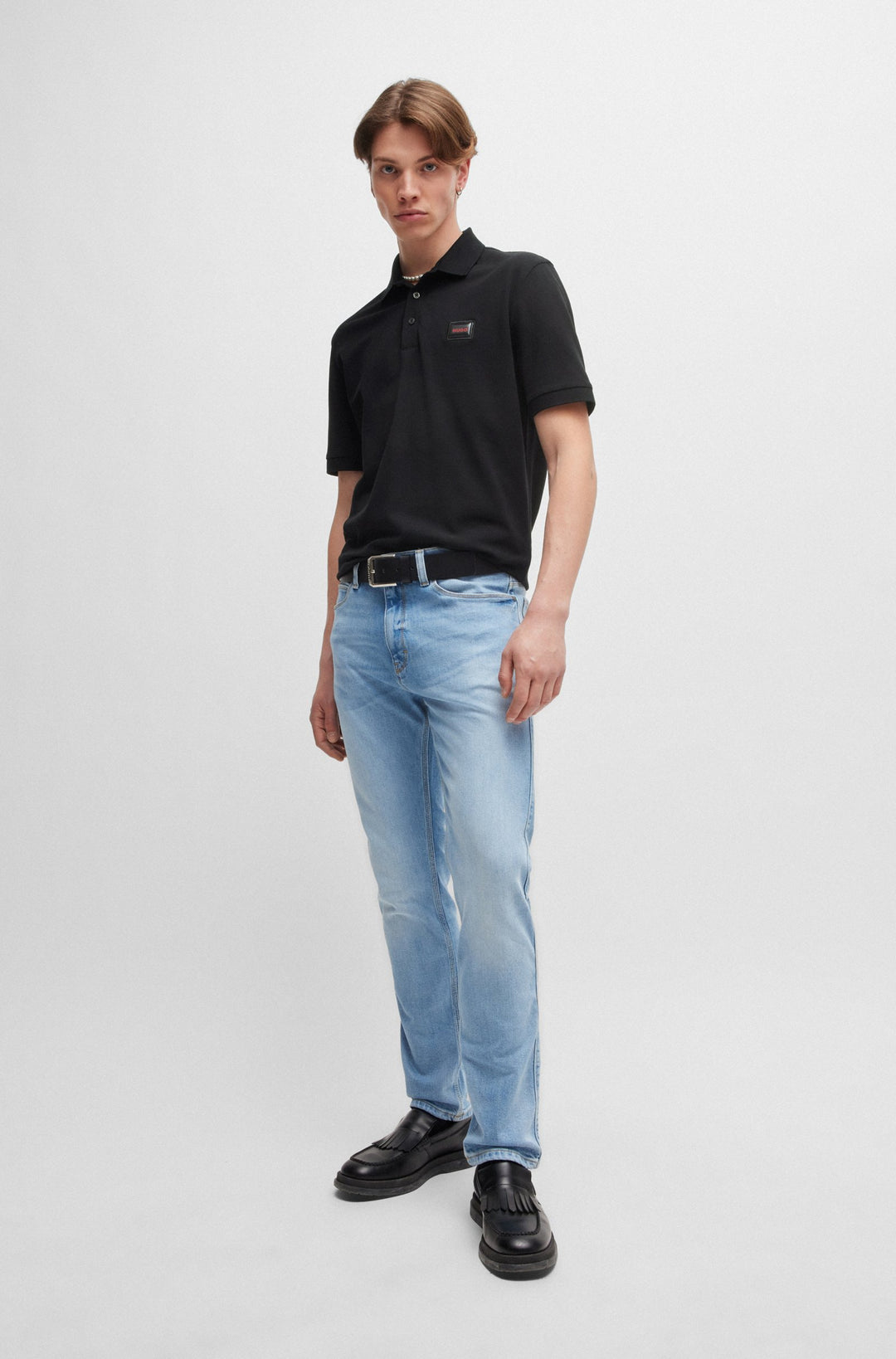 HUGO Polos Regular Fit in Cotton - DERESO_GEL 10266059 01-50528173- Concorde Fashion#color_black-001