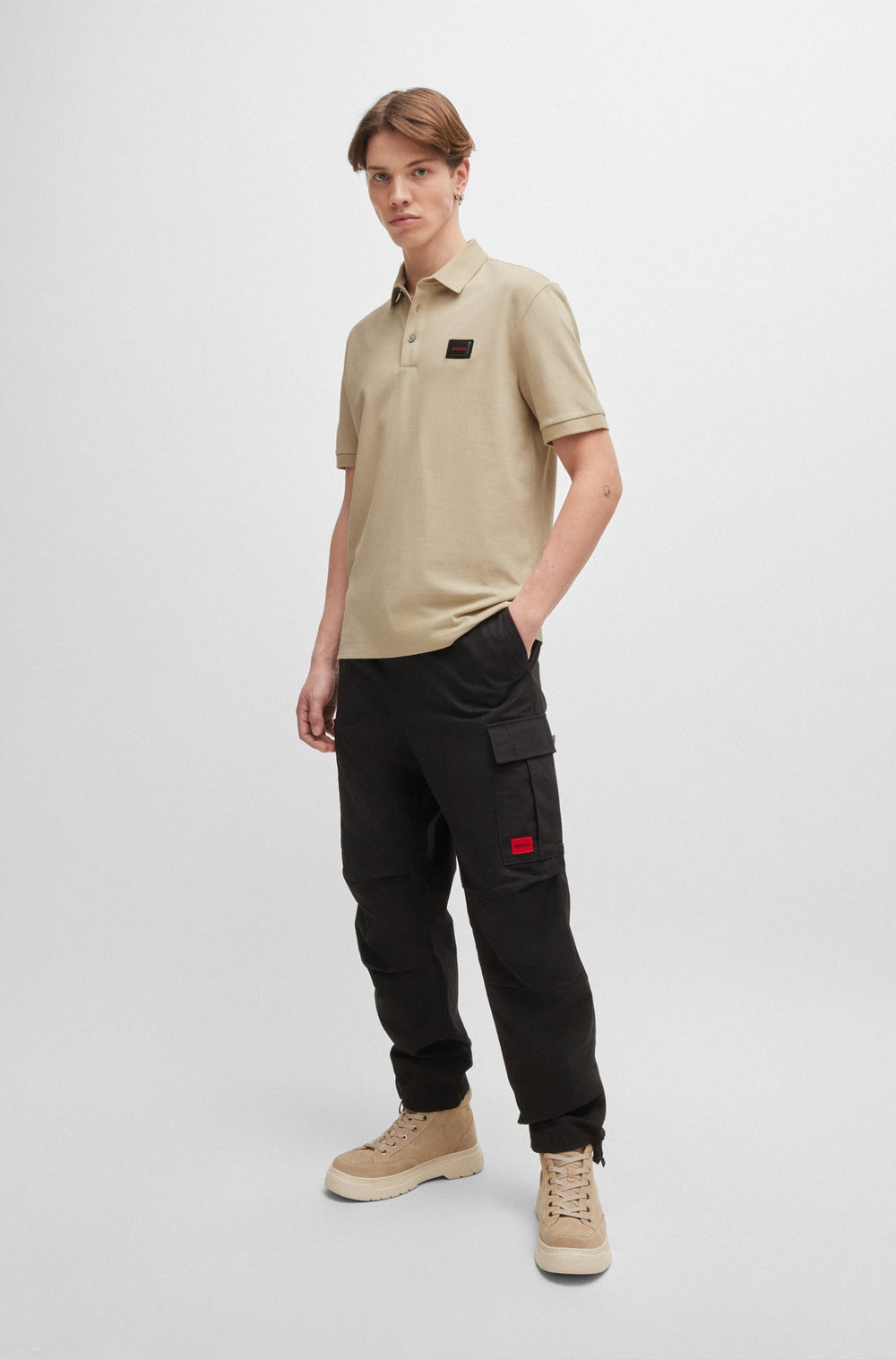 HUGO Polos Regular Fit in Cotton - DERESO_GEL 10266059 01-50528173- Concorde Fashion#color_beige-281