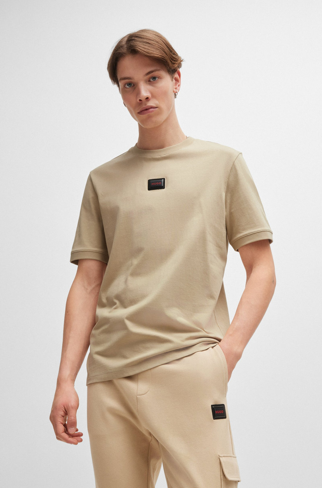 HUGO T-Shirts Regular Fit in Cotton - DIRAGOLINO_GEL 10266060 01-50528171- Concorde Fashion#color_beige-281
