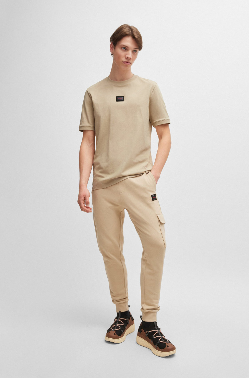 HUGO T-Shirts Regular Fit in Cotton - DIRAGOLINO_GEL 10266060 01-50528171- Concorde Fashion#color_beige-281