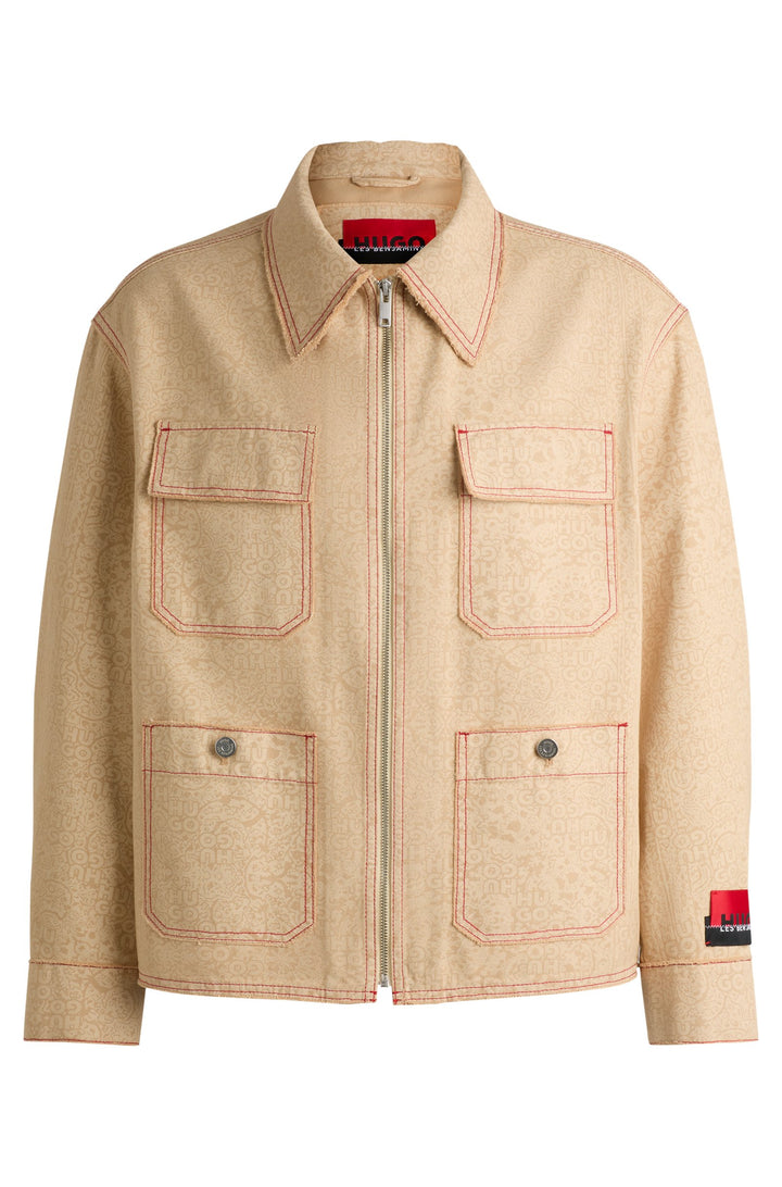 HUGO Casual Jackets Relaxed Fit in Cotton - GURBET_LB 10266140 01-50525737- Concorde Fashion#color_brown-223
