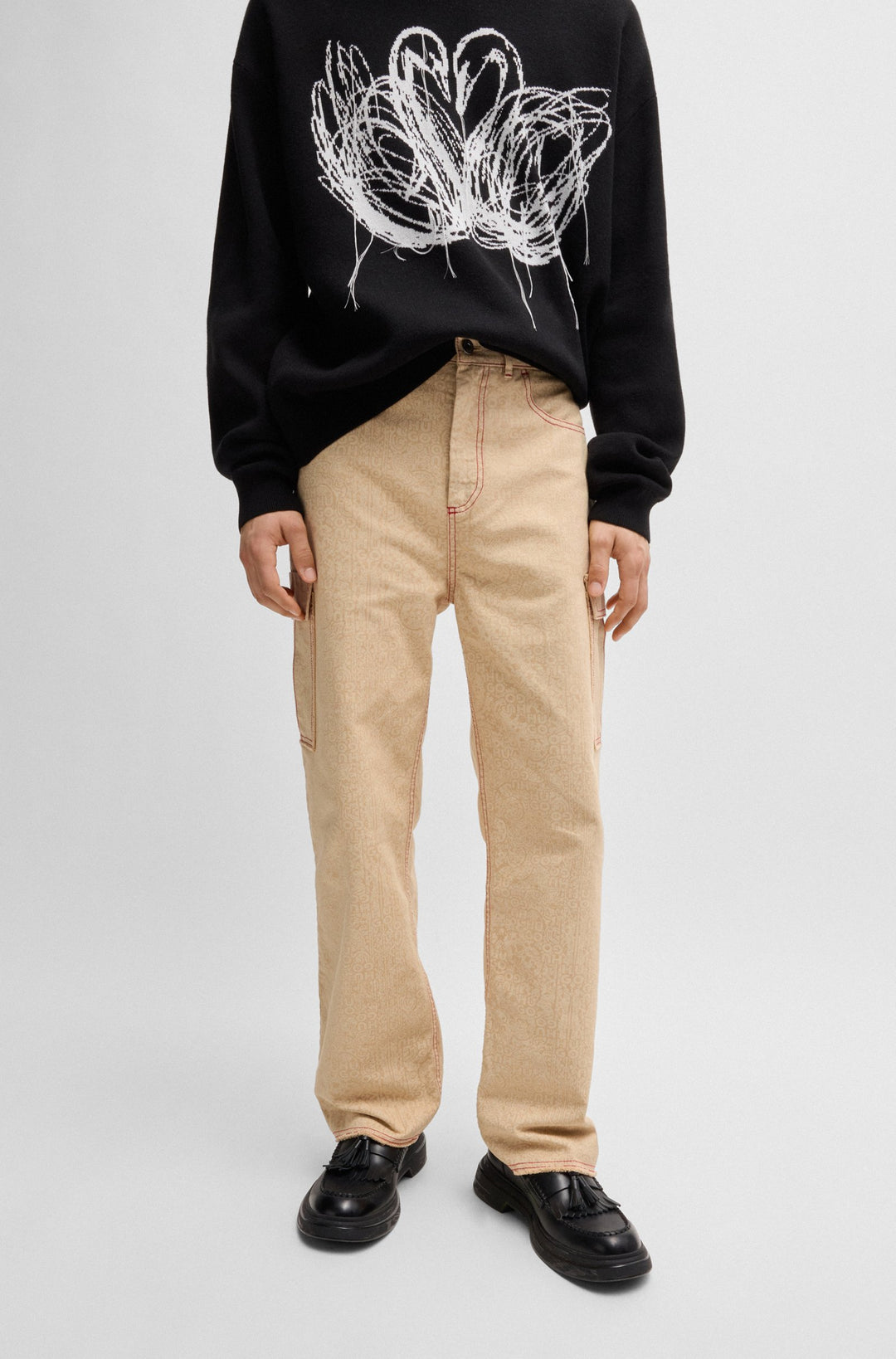 HUGO Trousers Relaxed Fit in Cotton - KUVVET_LB 10266140 01-50525751- Concorde Fashion#color_brown-223