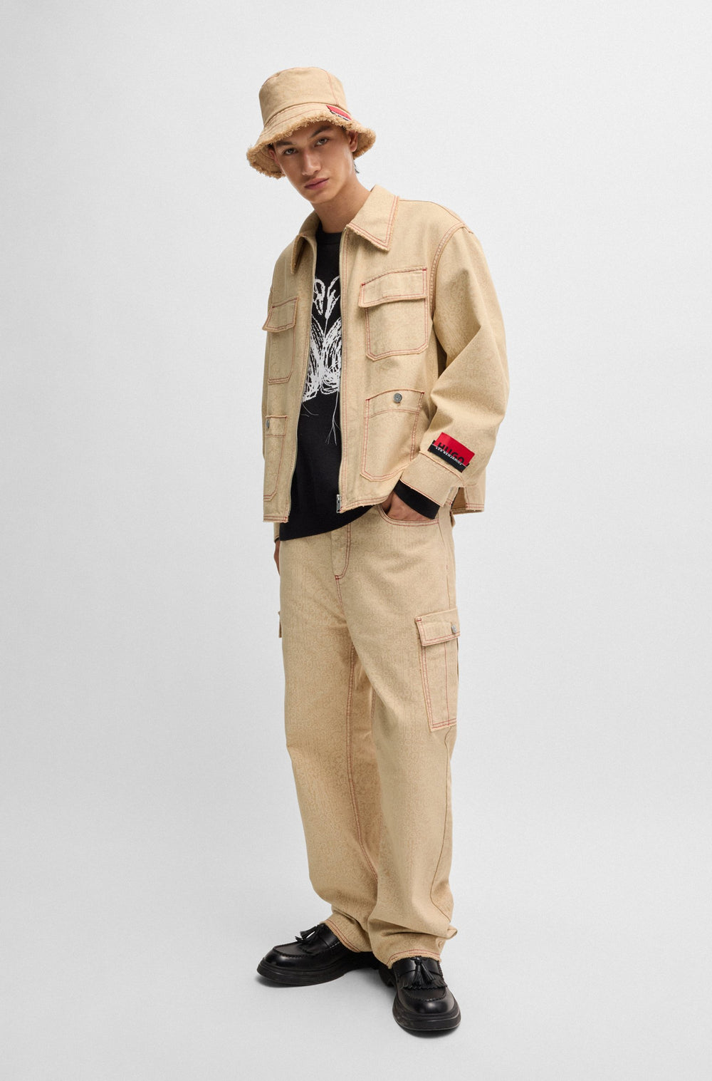 HUGO Trousers Relaxed Fit in Cotton - KUVVET_LB 10266140 01-50525751- Concorde Fashion#color_brown-223