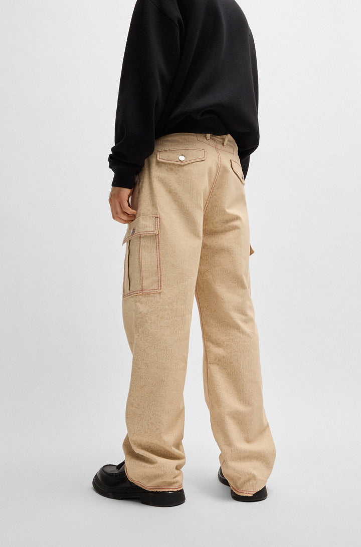HUGO Trousers Relaxed Fit in Cotton - KUVVET_LB 10266140 01-50525751- Concorde Fashion#color_brown-223