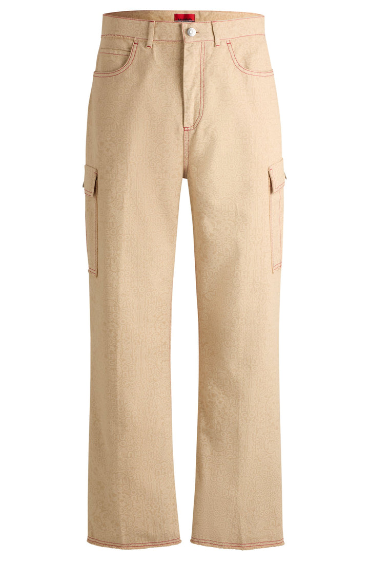 HUGO Trousers Relaxed Fit in Cotton - KUVVET_LB 10266140 01-50525751- Concorde Fashion#color_brown-223