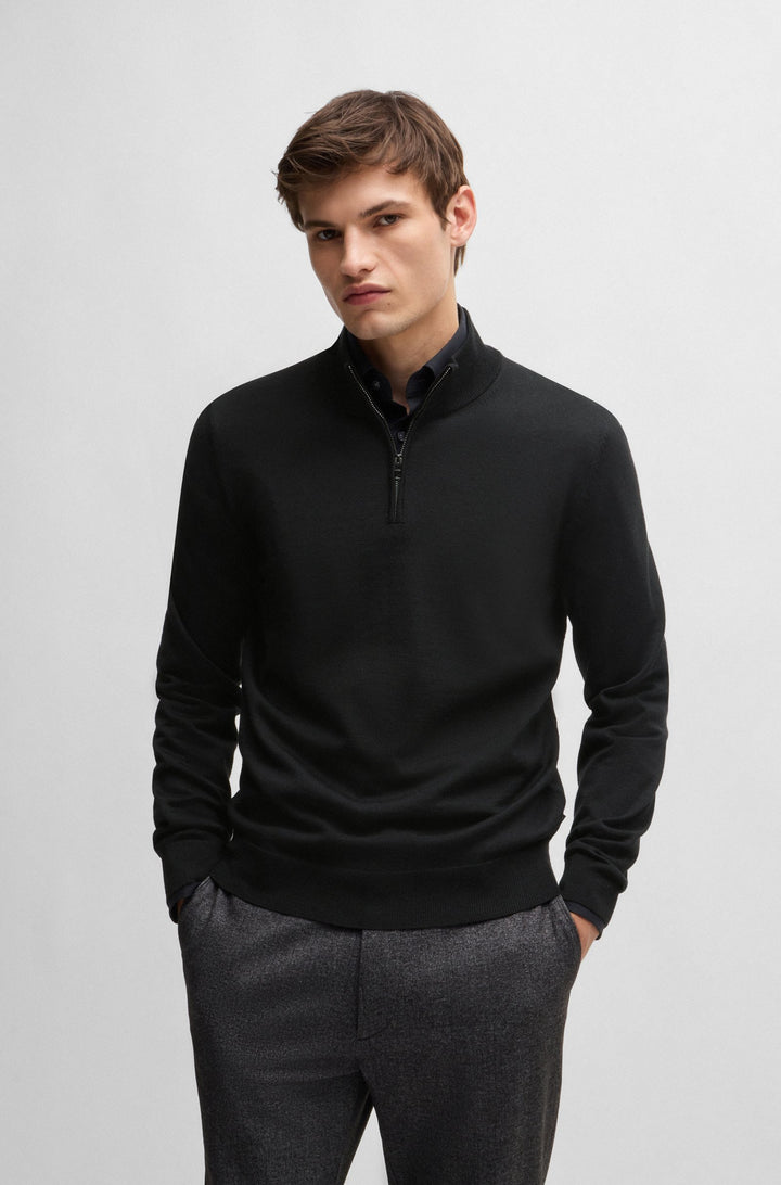 BOSS Sweaters Regular Fit in Wool - EBENJI 10266158 01-50528300- Concorde Fashion#color_black-001