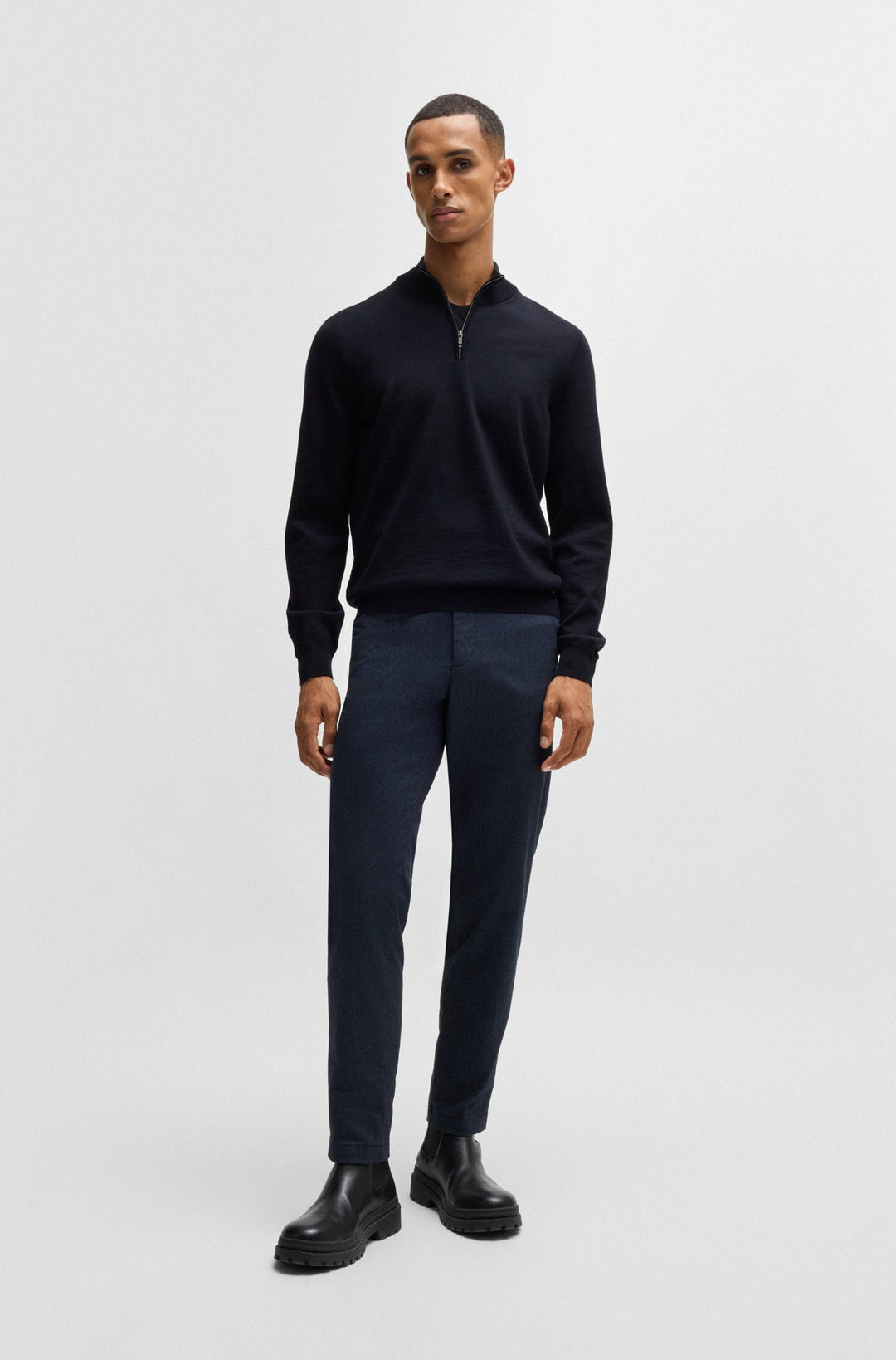 BOSS Sweaters Regular Fit in Wool - EBENJI 10266158 01-50528300- Concorde Fashion#color_navy-404