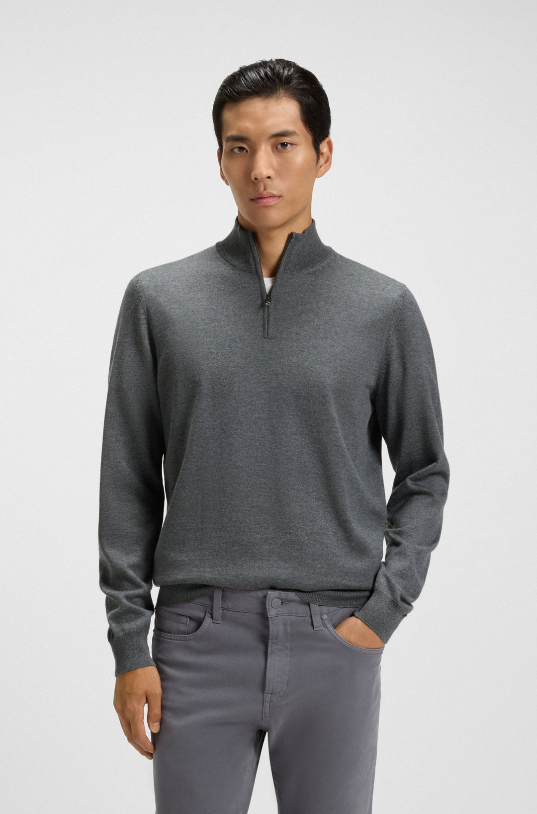 BOSS Sweaters Regular Fit in Wool - EBENJI 10266158 01-50528300- Concorde Fashion#color_grey-030