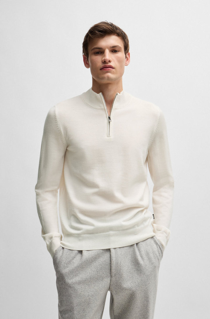 BOSS Sweaters Regular Fit in Wool - EBENJI 10266158 01-50528300- Concorde Fashion#color_white-131