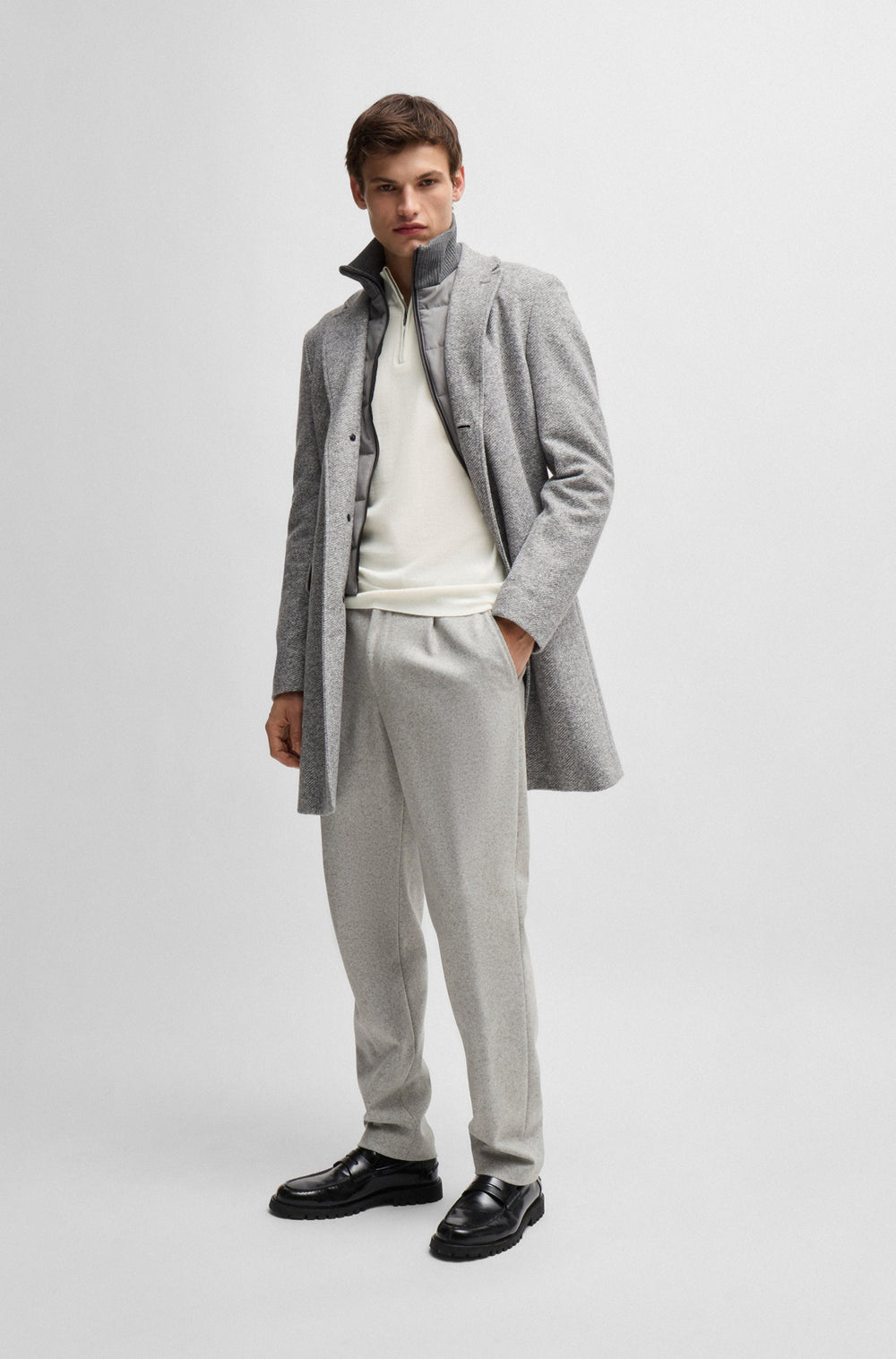 BOSS Sweaters Regular Fit in Wool - EBENJI 10266158 01-50528300- Concorde Fashion#color_white-131