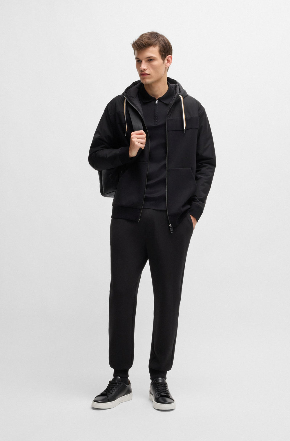 BOSS Jogging Pants Regular Fit in Cotton Mix - C-LARSEN 300 10266209 01-50527205- Concorde Fashion#color_black-001