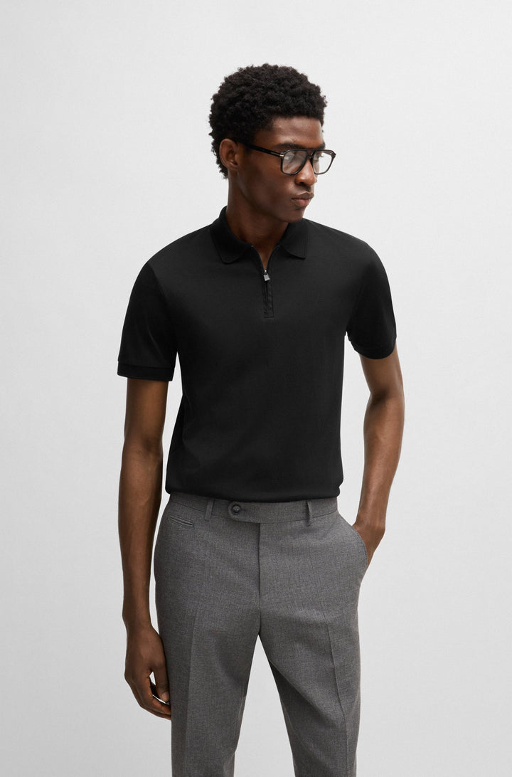 BOSS Polos Slim Fit in Cotton - H-PARAS 17 10266282 01-50527367- Concorde Fashion#color_black-001
